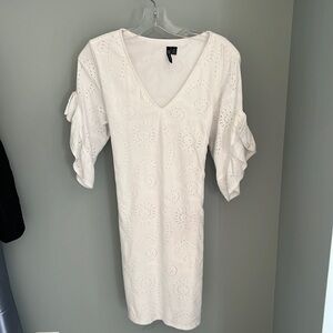 White lined eyelet dress